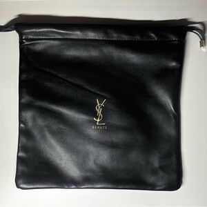 Yves Saint Laurent (YSL) Black Drawstring Pouch with Gold Logo GWP NWT